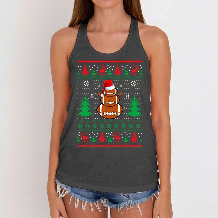 Football Santa Hat Ugly Christmas Sweaters Funny Christmas Women's Knotted Racerback Tank