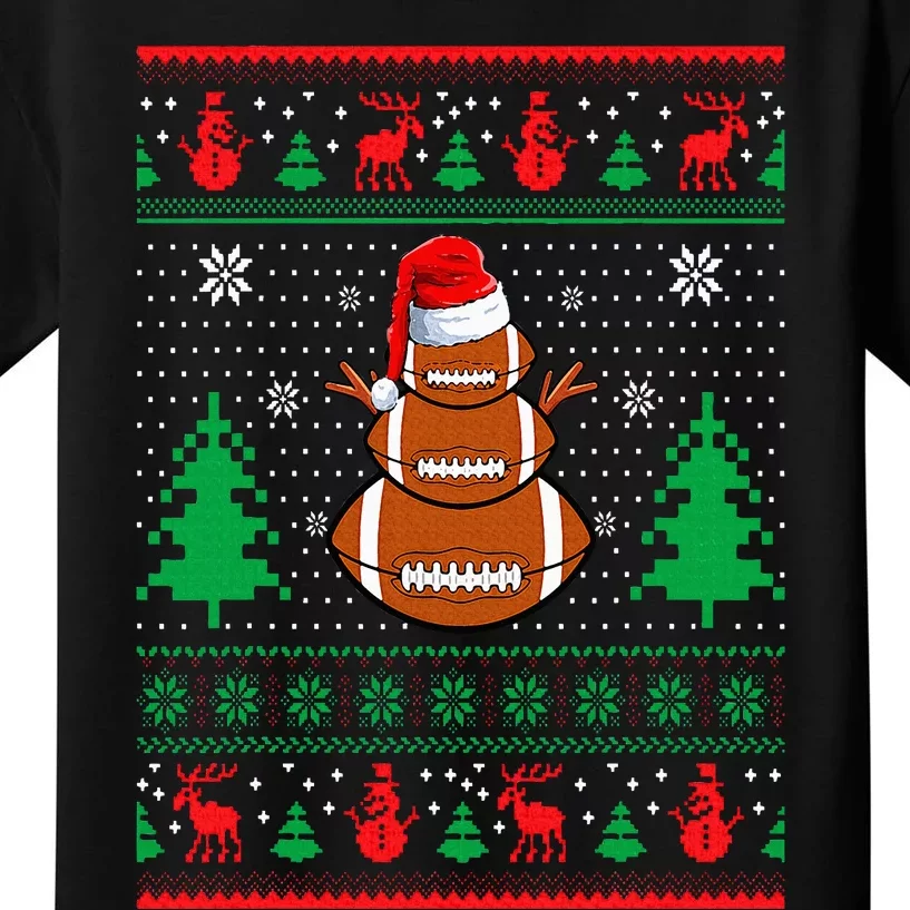 Football Santa Hat Ugly Christmas Sweaters Funny Christmas Kids T-Shirt