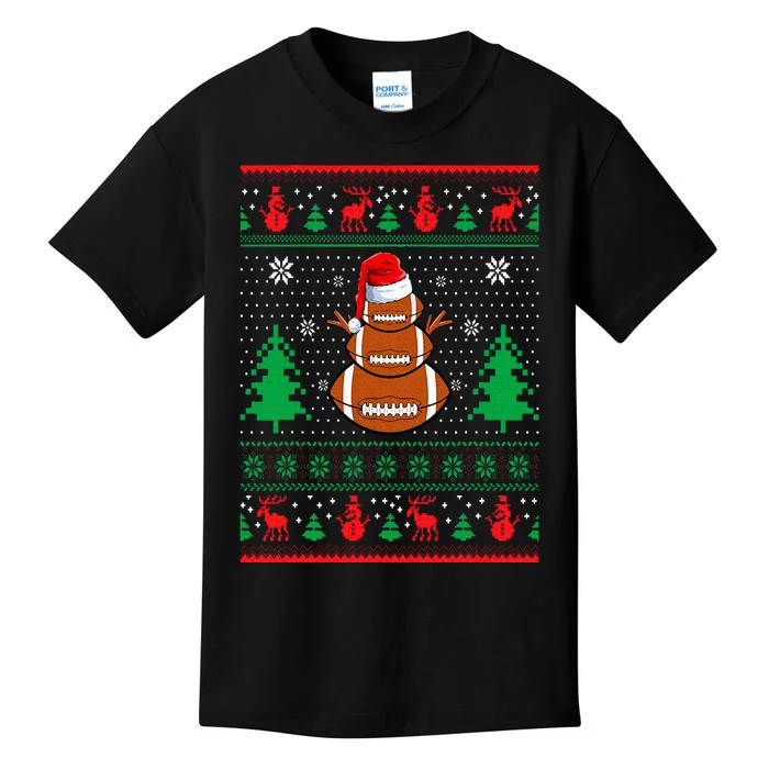 Football Santa Hat Ugly Christmas Sweaters Funny Christmas Kids T-Shirt