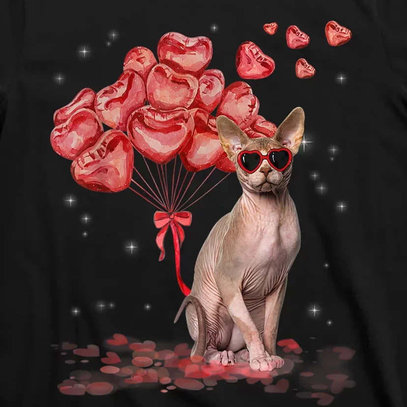 Funny Sphynx Heart Valentines Day Cat Dad Mom T-Shirt