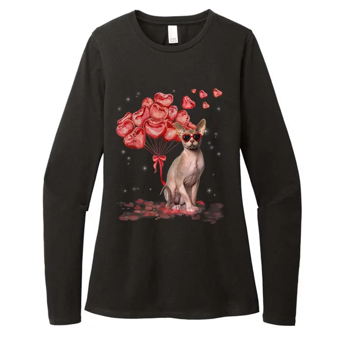 Funny Sphynx Heart Valentines Day Cat Dad Mom Womens CVC Long Sleeve Shirt