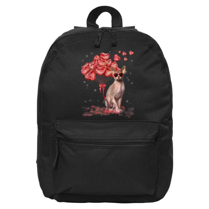 Funny Sphynx Heart Valentines Day Cat Dad Mom 16 in Basic Backpack