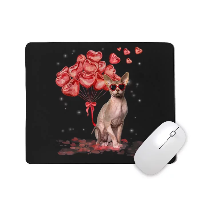 Funny Sphynx Heart Valentines Day Cat Dad Mom Mousepad