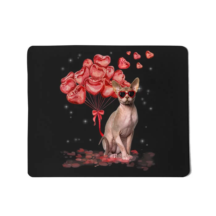 Funny Sphynx Heart Valentines Day Cat Dad Mom Mousepad