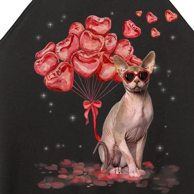 Funny Sphynx Heart Valentines Day Cat Dad Mom Women’s Perfect Tri Rocker Tank