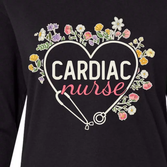 Floral Stethoscope Heart Nursing Cardiac Nurse Gift Womens Cotton Relaxed Long Sleeve T-Shirt