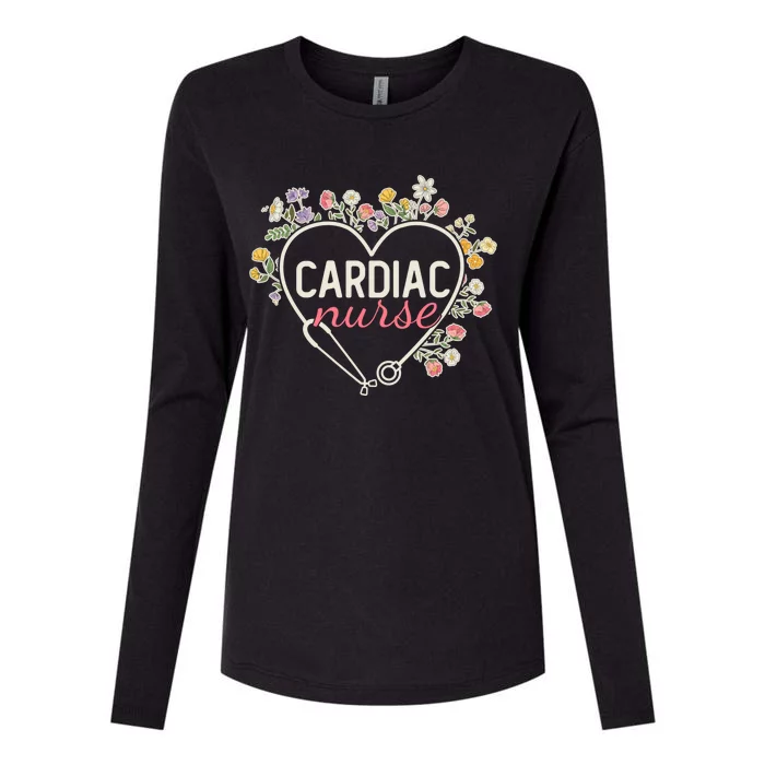 Floral Stethoscope Heart Nursing Cardiac Nurse Gift Womens Cotton Relaxed Long Sleeve T-Shirt