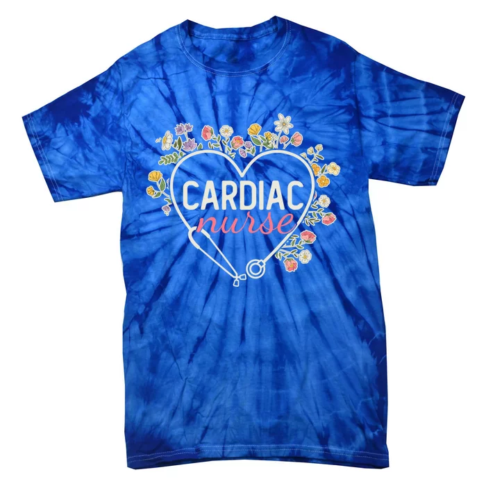 Floral Stethoscope Heart Nursing Cardiac Nurse Gift Tie-Dye T-Shirt