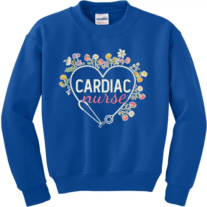 Floral Stethoscope Heart Nursing Cardiac Nurse Gift Kids Sweatshirt