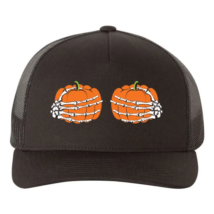 Funny Skeleton Hands Pumpkin Boobs Yupoong Adult 5-Panel Trucker Hat