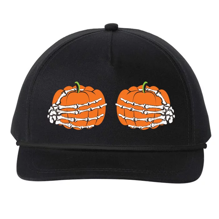 Funny Skeleton Hands Pumpkin Boobs Snapback Five-Panel Rope Hat