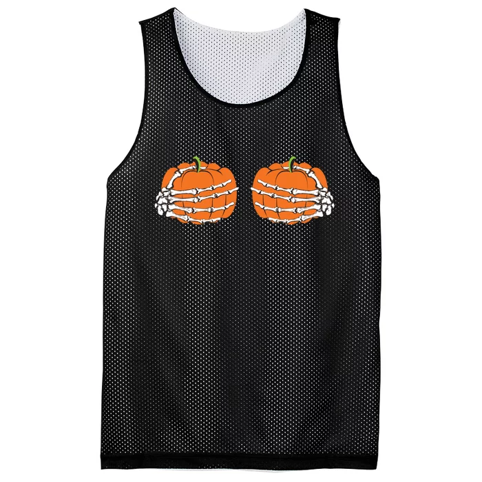 Funny Skeleton Hands Pumpkin Boobs Mesh Reversible Basketball Jersey Tank