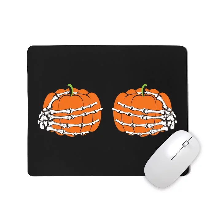 Funny Skeleton Hands Pumpkin Boobs Mousepad