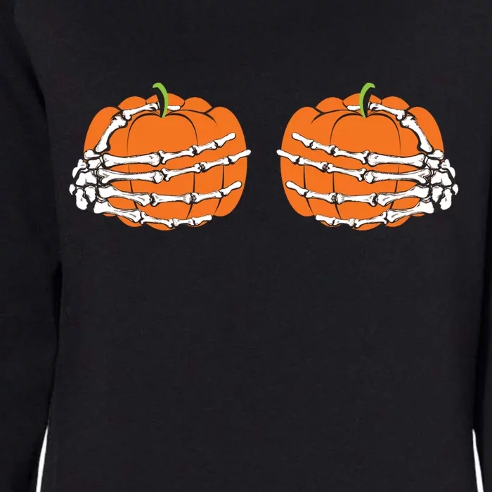 Funny Skeleton Hands Pumpkin Boobs Womens California Wash Sweatshirt