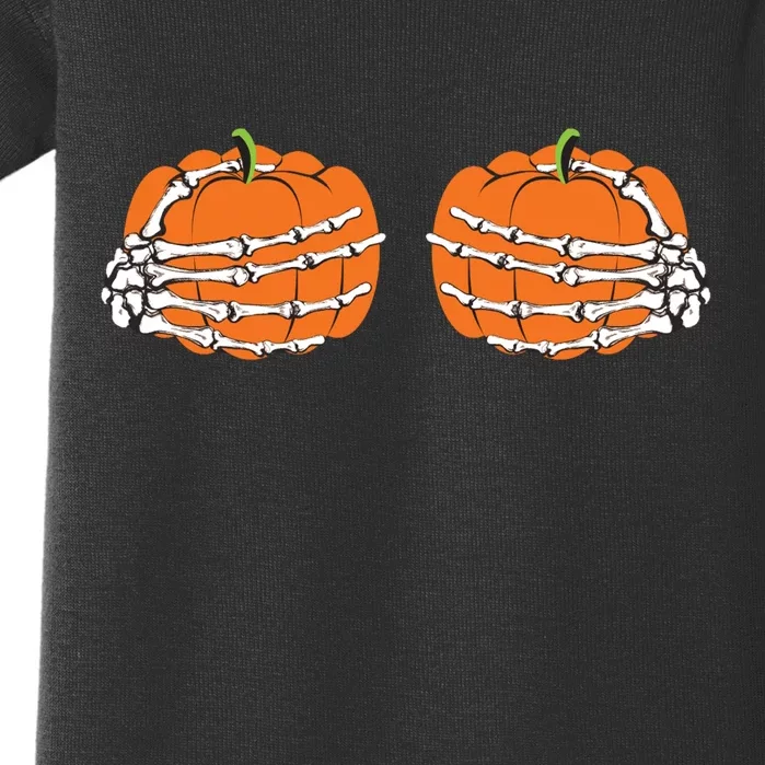 Funny Skeleton Hands Pumpkin Boobs Baby Bodysuit