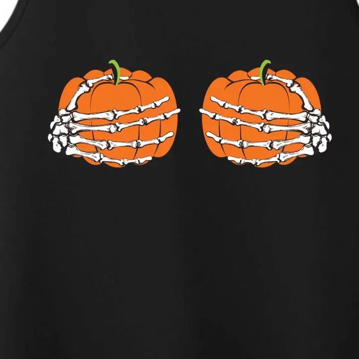 Funny Skeleton Hands Pumpkin Boobs Performance Tank