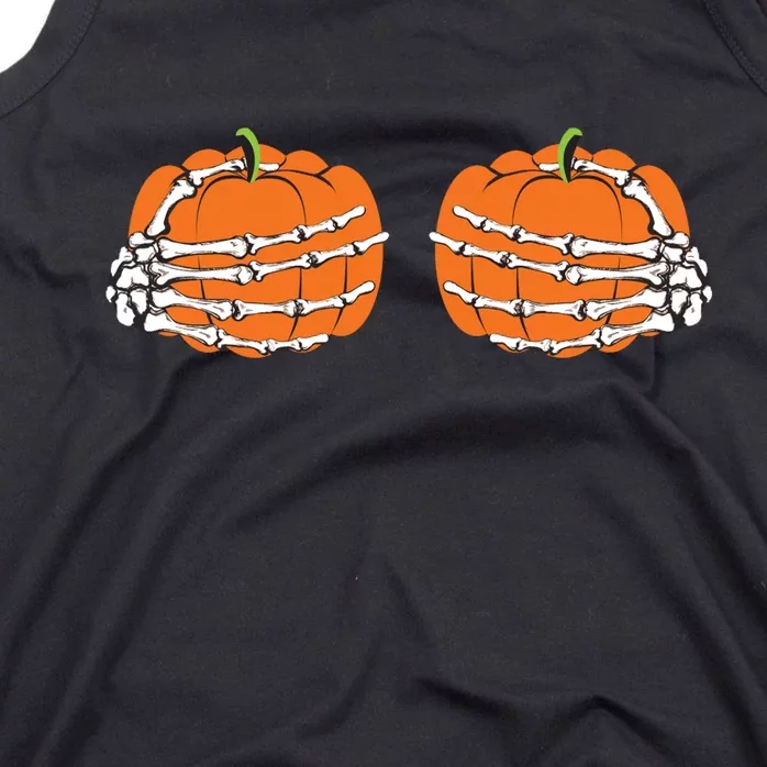 Funny Skeleton Hands Pumpkin Boobs Tank Top