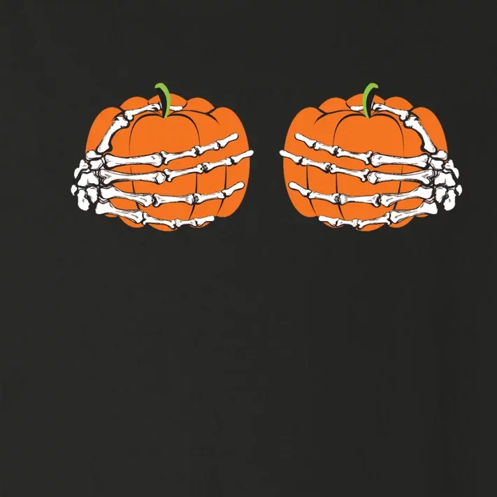 Funny Skeleton Hands Pumpkin Boobs Toddler Long Sleeve Shirt