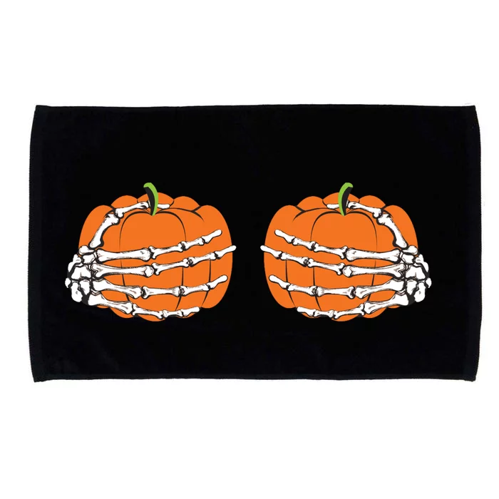 Funny Skeleton Hands Pumpkin Boobs Microfiber Hand Towel