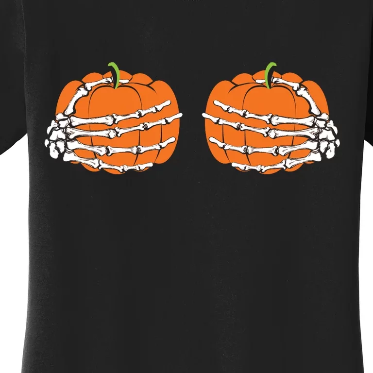 Pumpkin Boobs Shirt Funny Halloween T-Shirt Skeleton Boobs T Shirt Woman  Tshirts Crewneck Tees Women
