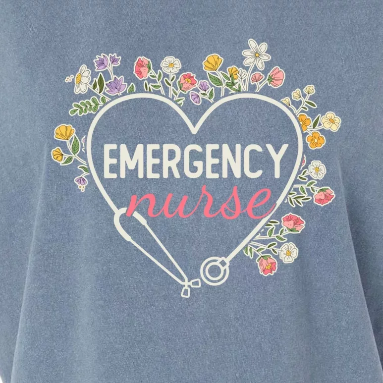 Floral Stethoscope Heart Nursing Emergency Nurse Gift Garment-Dyed Women's Muscle Tee