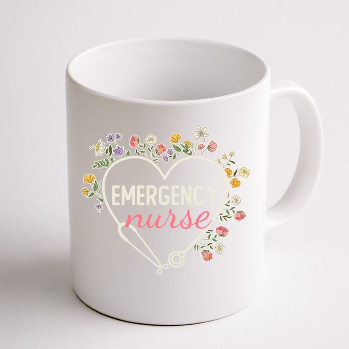 Floral Stethoscope Heart Nursing Emergency Nurse Gift Front & Back Coffee Mug