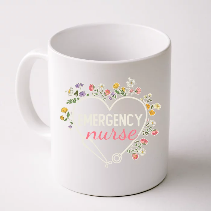 Floral Stethoscope Heart Nursing Emergency Nurse Gift Front & Back Coffee Mug