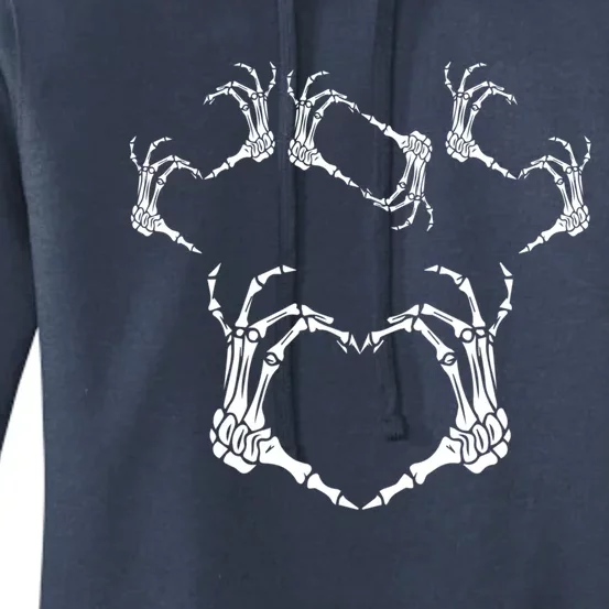 Funny Skeleton Hand Heart Sign Bones Halloween Design Gift Women's Pullover Hoodie