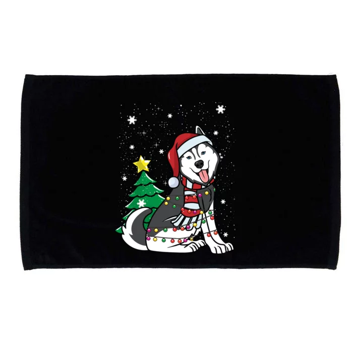 Funny Siberian Husky Christmas Dog Lover Gift Microfiber Hand Towel