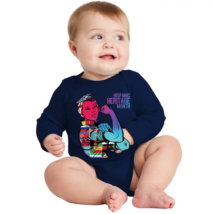 Funny Sarcastic Hispanic Heritage Month Inspired Humor Gift Baby Long Sleeve Bodysuit