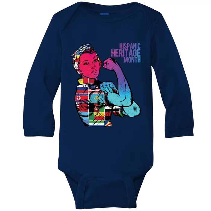 Funny Sarcastic Hispanic Heritage Month Inspired Humor Gift Baby Long Sleeve Bodysuit