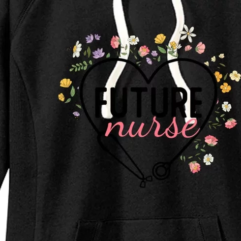 Floral Stethoscope Heart Nursing Future Nurse Cool Gift Women's Fleece Hoodie