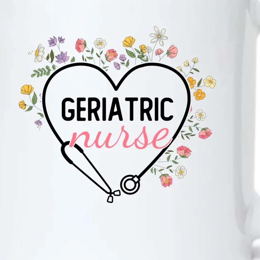 Floral Stethoscope Heart Nursing Geriatric Nurse Gift Black Color Changing Mug