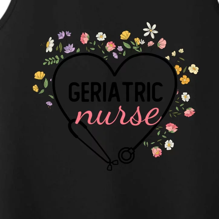 Floral Stethoscope Heart Nursing Geriatric Nurse Gift Performance Tank