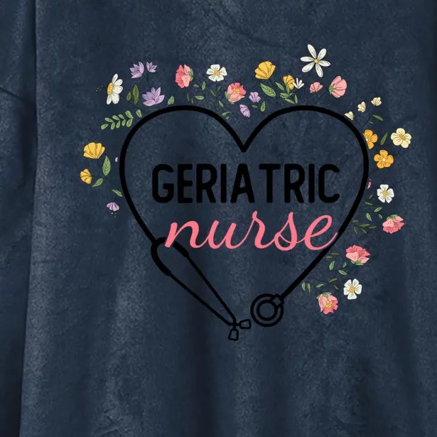 Floral Stethoscope Heart Nursing Geriatric Nurse Gift Hooded Wearable Blanket