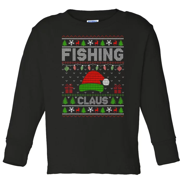 Festive Santa Hat Christmas Light Fishing Claus for Ugly Xmas Toddler Long Sleeve Shirt