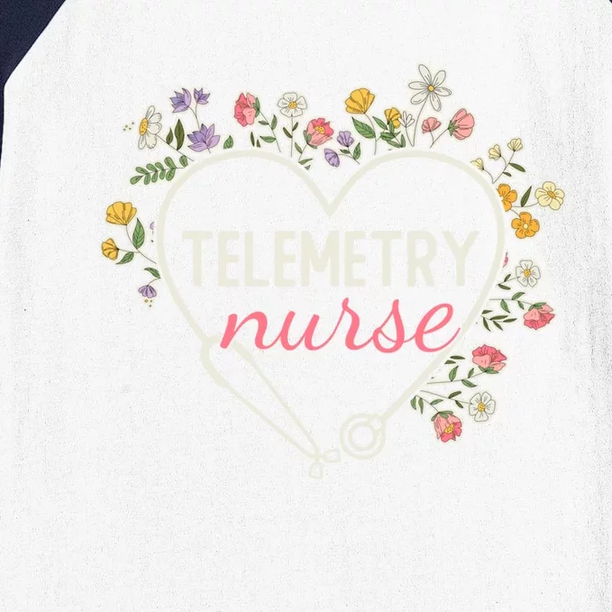 Floral Stethoscope Heart Nursing Telemetry Nurse Gift Baseball Sleeve Shirt