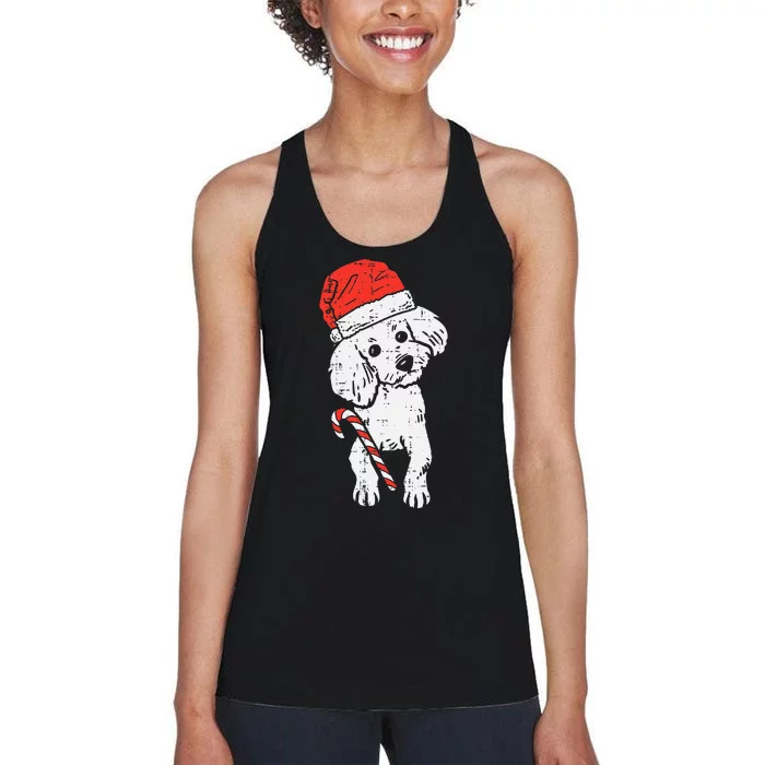 Festive Santa Hat for your Poodle Perfect for Christmas! Women's Racerback Tank