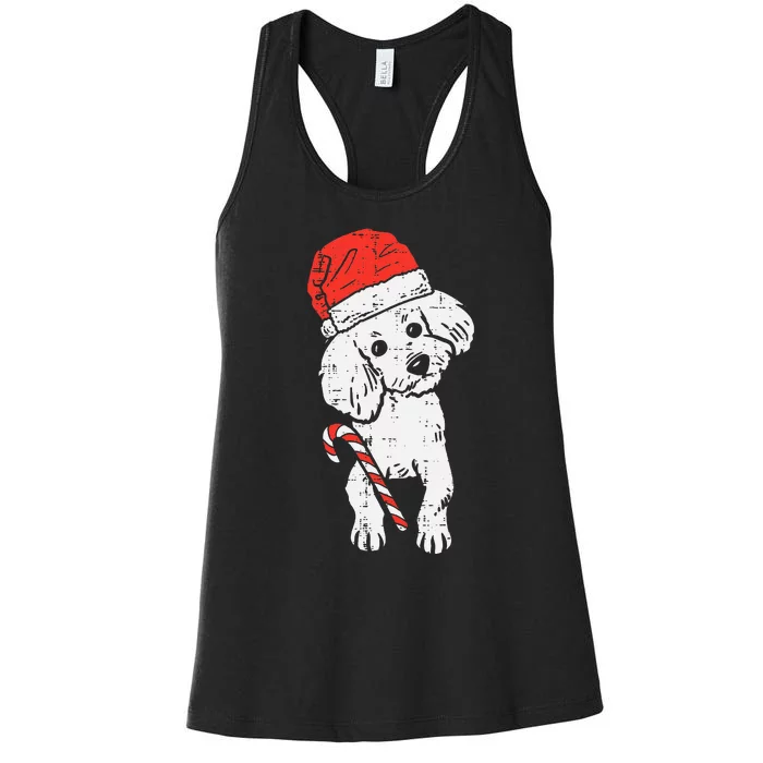 Festive Santa Hat for your Poodle Perfect for Christmas! Women's Racerback Tank