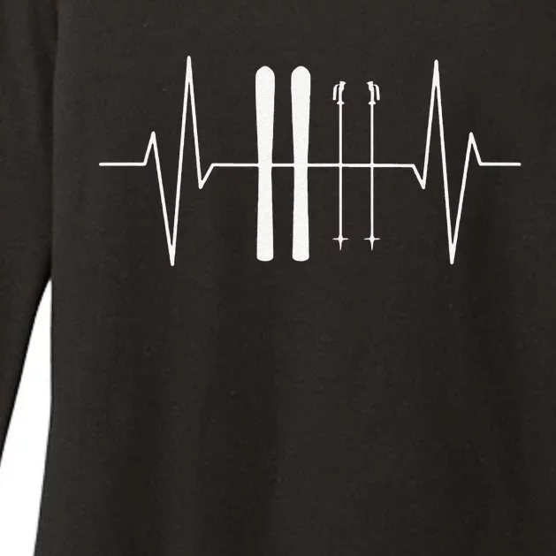 Funny Ski Heartbeat Skier Skiing Gift For Skier Womens CVC Long Sleeve Shirt