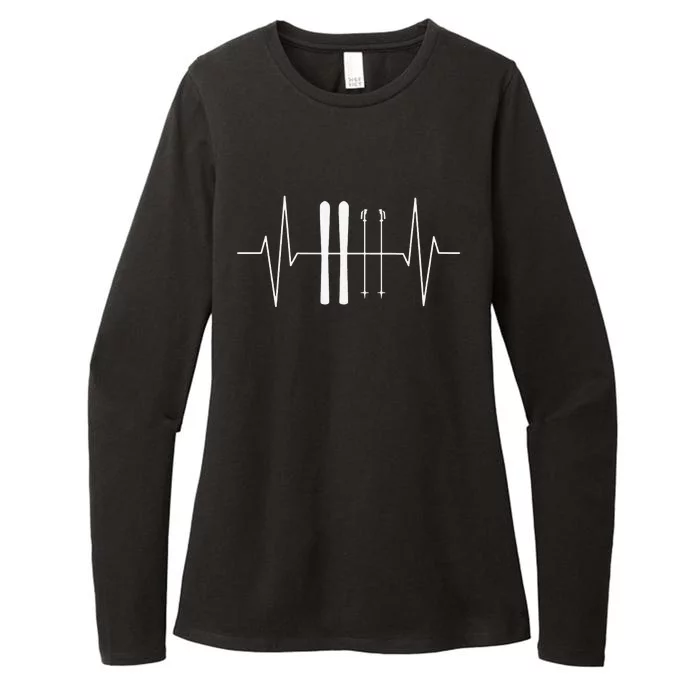 Funny Ski Heartbeat Skier Skiing Gift For Skier Womens CVC Long Sleeve Shirt