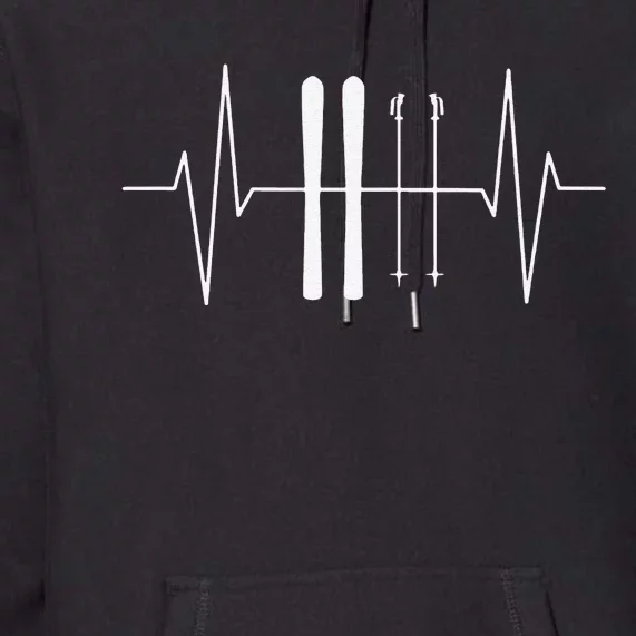 Funny Ski Heartbeat Skier Skiing Gift For Skier Premium Hoodie