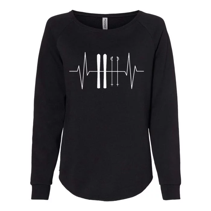 Funny Ski Heartbeat Skier Skiing Gift For Skier Womens California Wash Sweatshirt