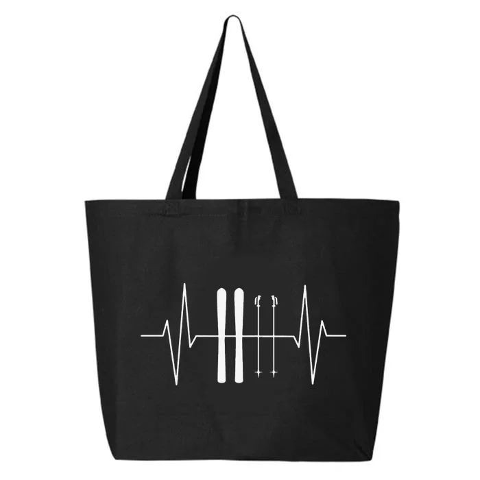 Funny Ski Heartbeat Skier Skiing Gift For Skier 25L Jumbo Tote