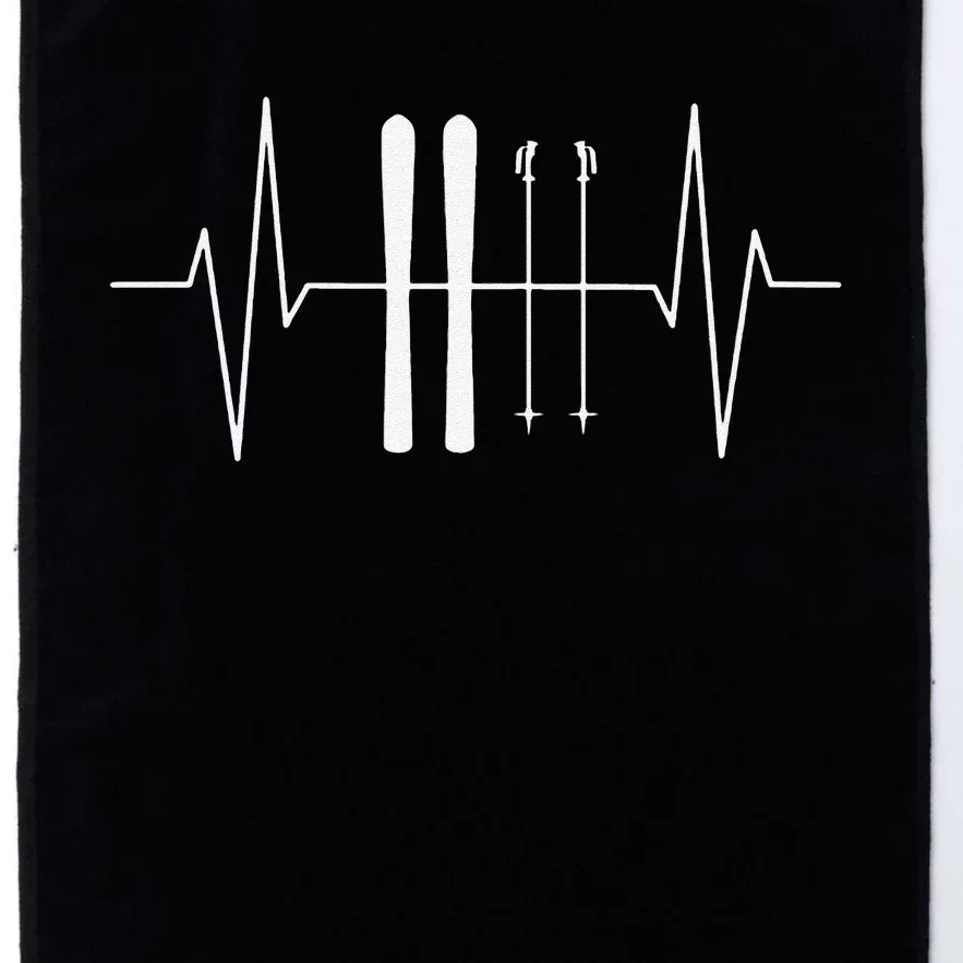 Funny Ski Heartbeat Skier Skiing Gift For Skier Platinum Collection Golf Towel