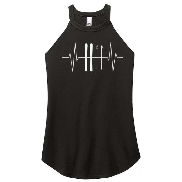 Funny Ski Heartbeat Skier Skiing Gift For Skier Women’s Perfect Tri Rocker Tank