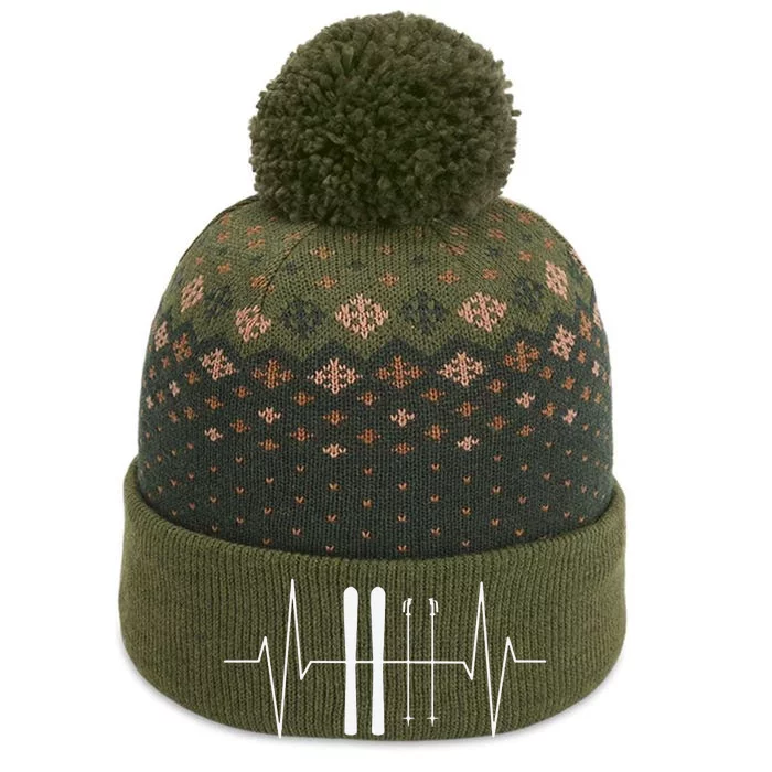 Funny Ski Heartbeat Skier Skiing Gift For Skier The Baniff Cuffed Pom Beanie