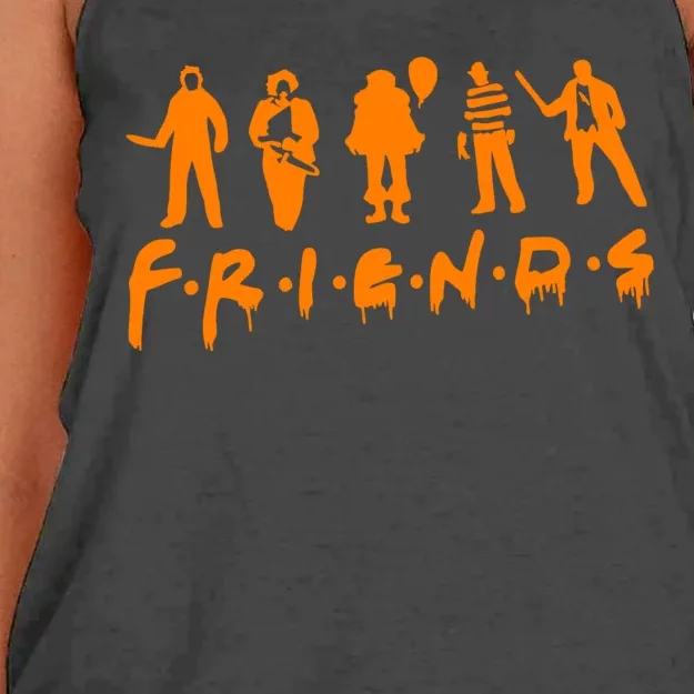 Friends Scary Horror Halloween Women's Knotted Racerback Tank