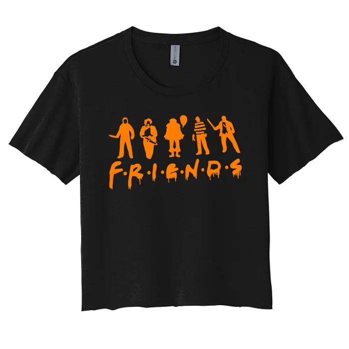 Friends Scary Horror Halloween Women's Crop Top Tee