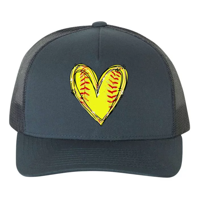 Funny Softball Heart Softball Game Day Softball Mom Lovers Gift Yupoong Adult 5-Panel Trucker Hat